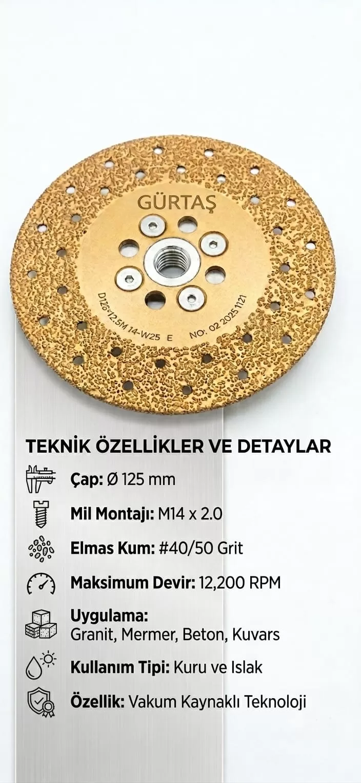 GÜRTAŞ 125 LİK ÇELİK TAŞLAMA TAŞI (DELİKLİ) Depressed Center Steel Grinding Disc